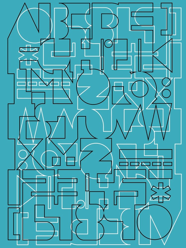 Blue Modernist Alphabet