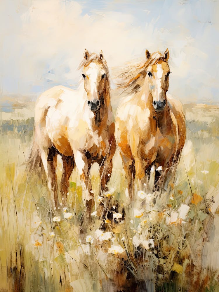 Horses Painting In Wyoming, Usa 4