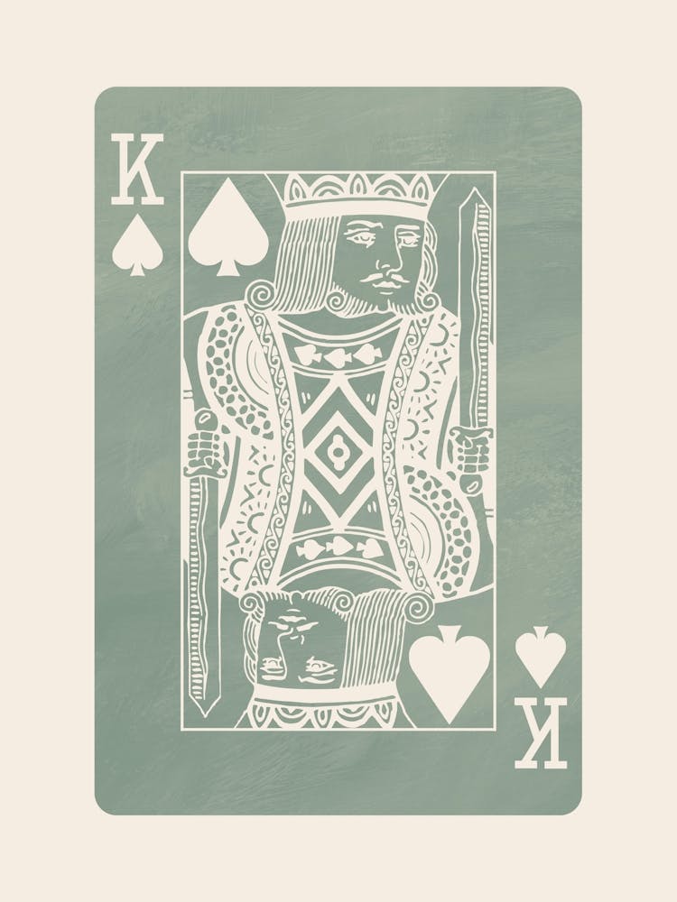 King Of Spades in Sage Green, College Art, Trendy Card Art, Preppy, y2k