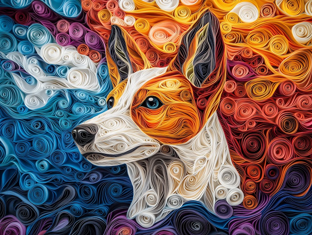 Portrait de Basenji en Quilling de Papier