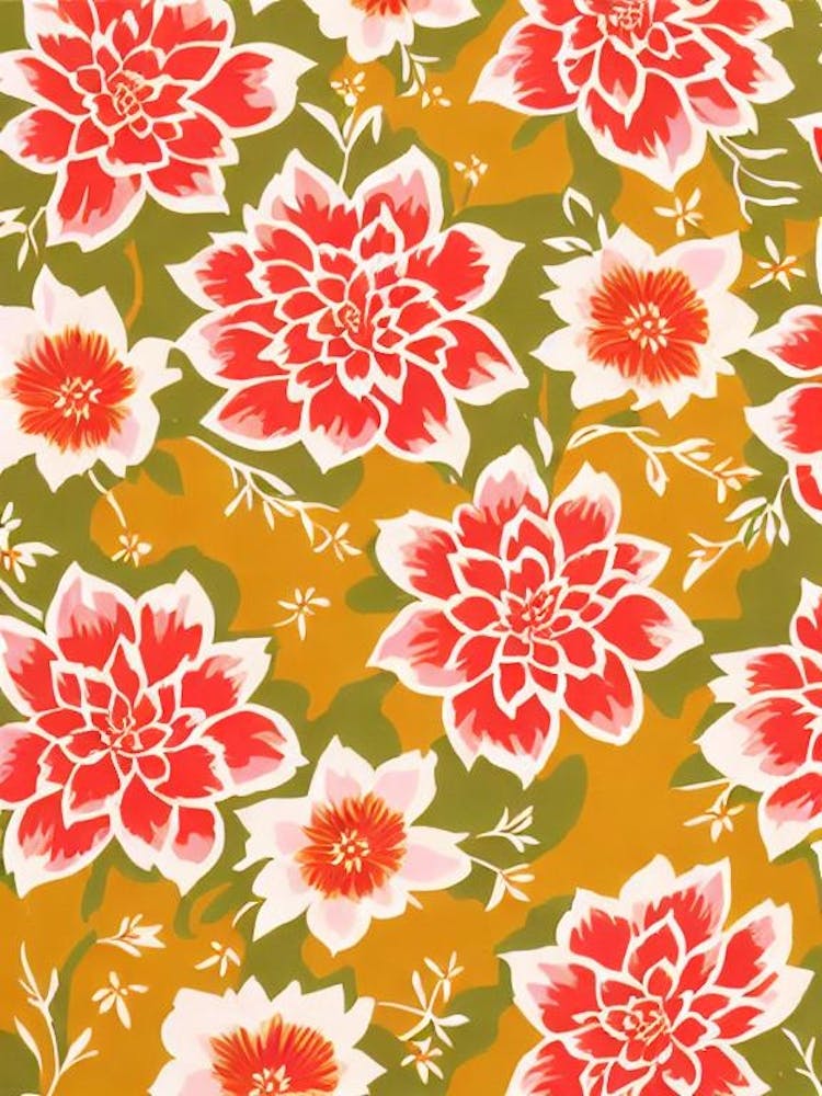 Hosta Floral Print Retro Pattern1 Flower