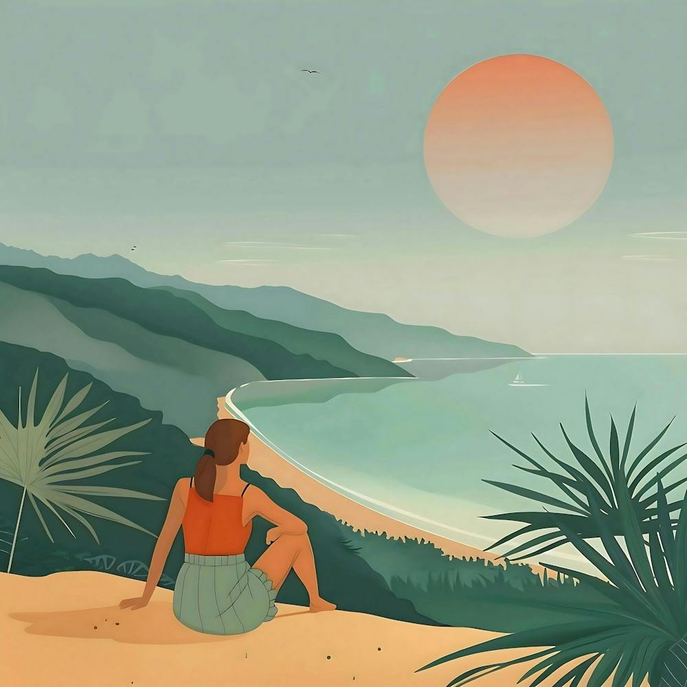 Sunset Solitude – Minimalist Coastal View