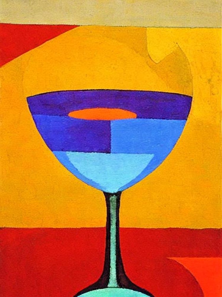 Blue Shark Paul Klee Inspired Abstract Cocktail Poster