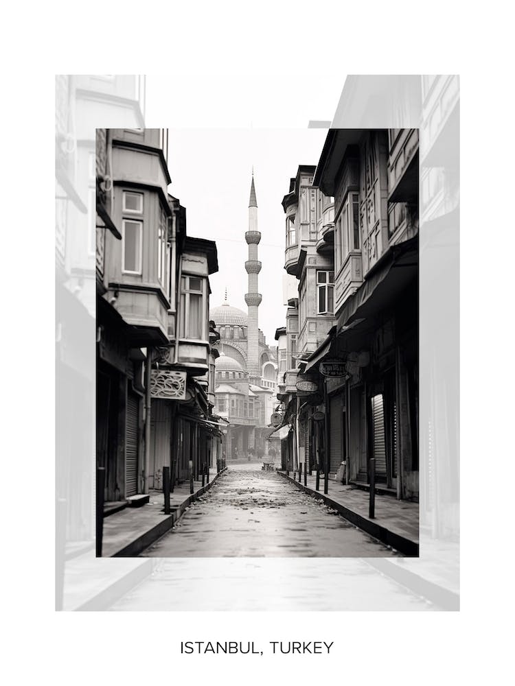 Affiche D'Istanbul, Turquie, Vieille Photo Noir Et Blanc 3