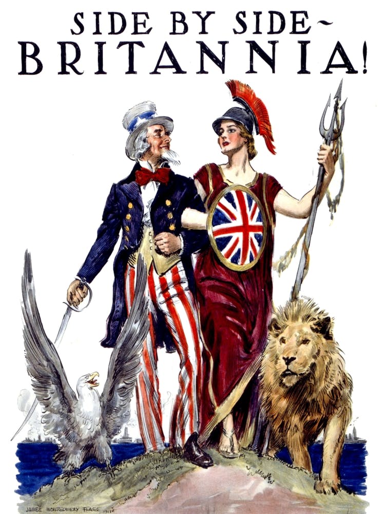 Side By Side, Great Britain And USA, Vintage Poster