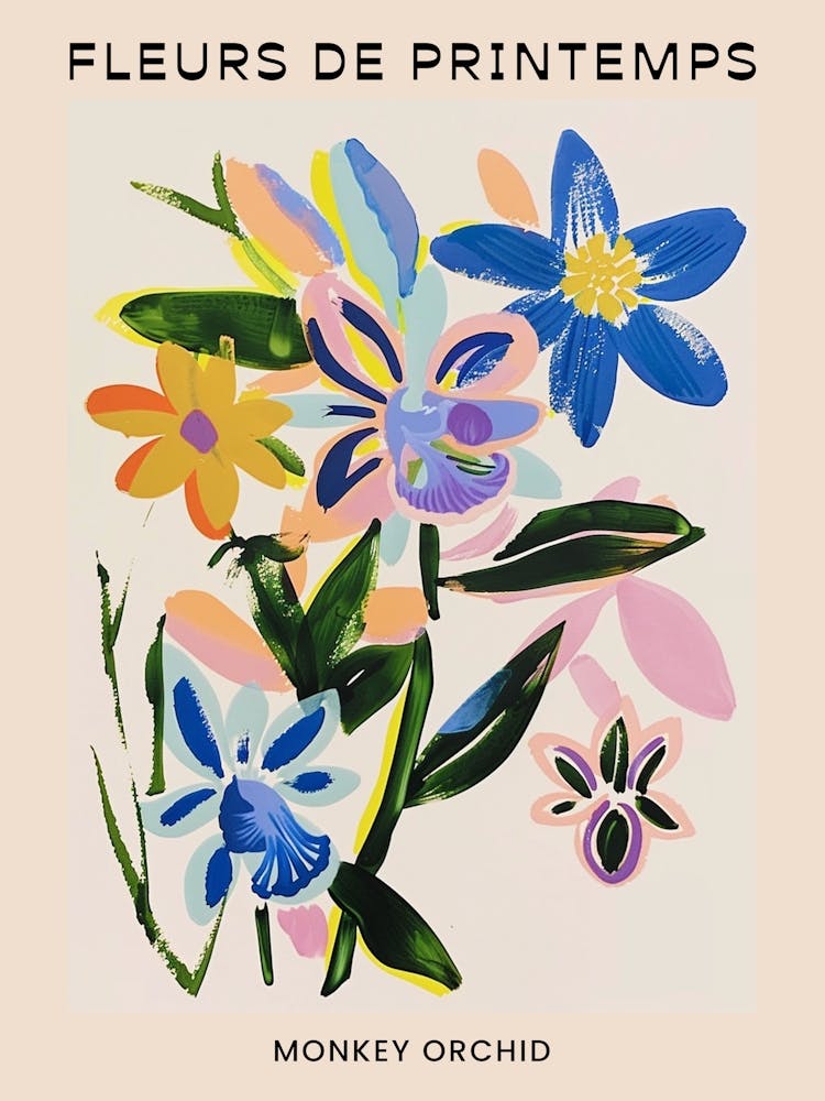 Spring Floral French Poster  Monkey Orchid 1
