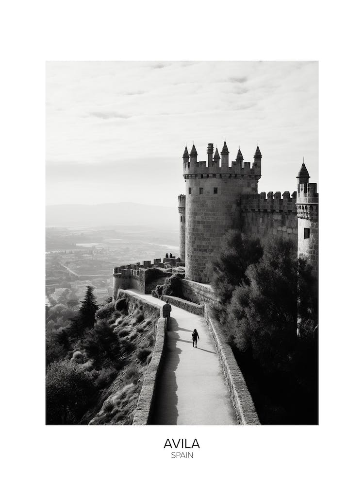 Poster Of Avila, Spain, Black And White Analogue Photography 1