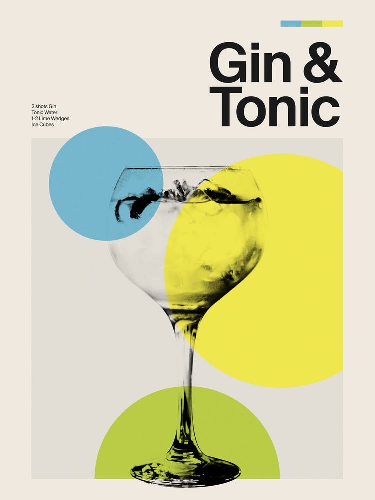 Mid Century Gin And Tonic Cocktail