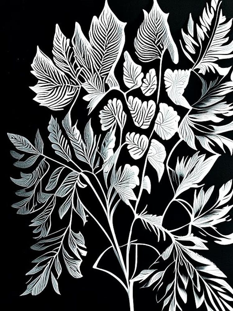 Lovage Leaf Linocut 1