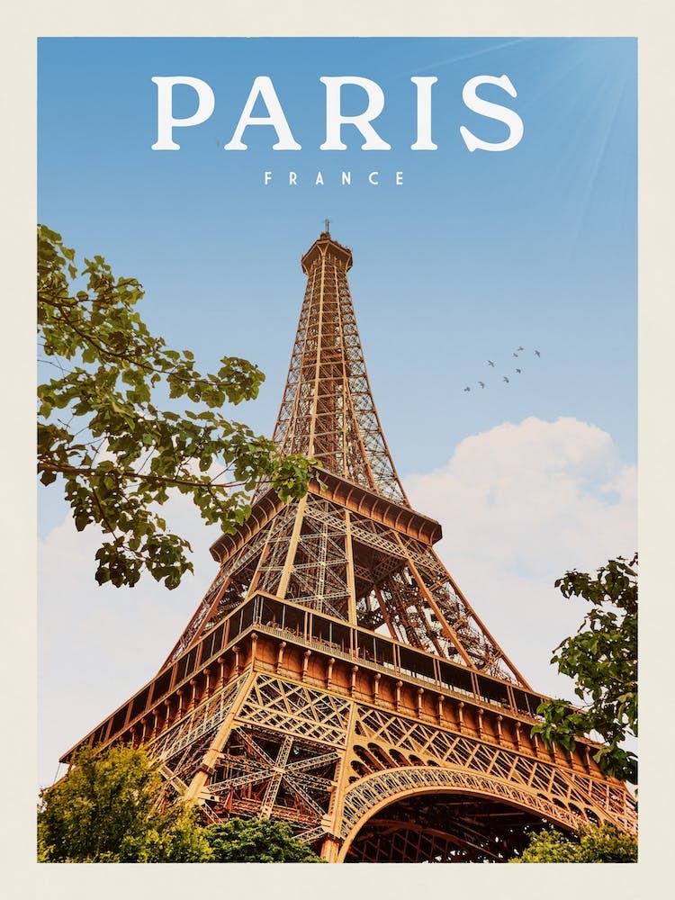 Paris France Effiel Tower Travel Poster
