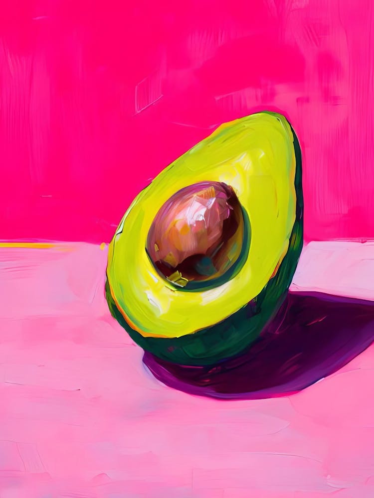 Avocado Print Eclectic Print Maximalist Print Pink Print Colorful Print Kitchen Print Pink Painting Pop Funky Print Fruit Print
