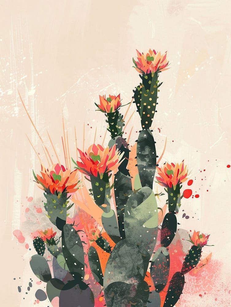 Cylindropuntia Kleiniae Minimalist Abstract 1