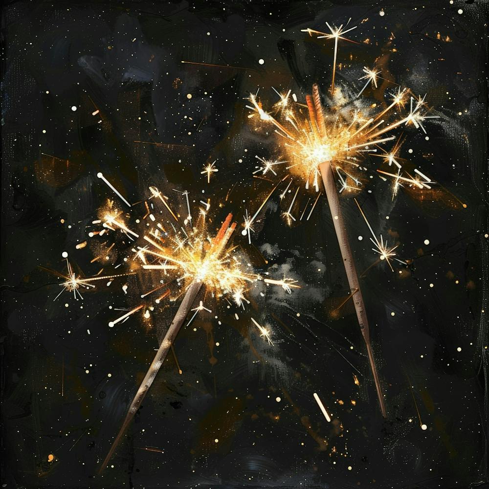 Sparklers On Black Background