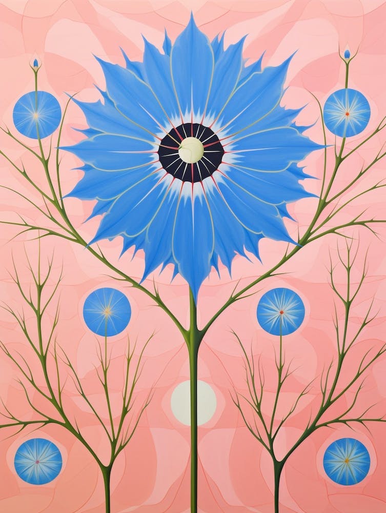 Love In A Mist Nigella 6 Hilma Af Klint Inspired Pastel Flower Painting