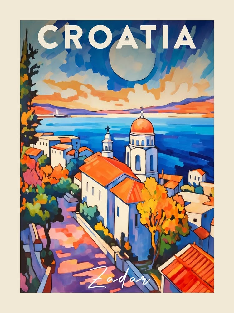Zadar Croatia 2 Fauvist Painting Travel Poster