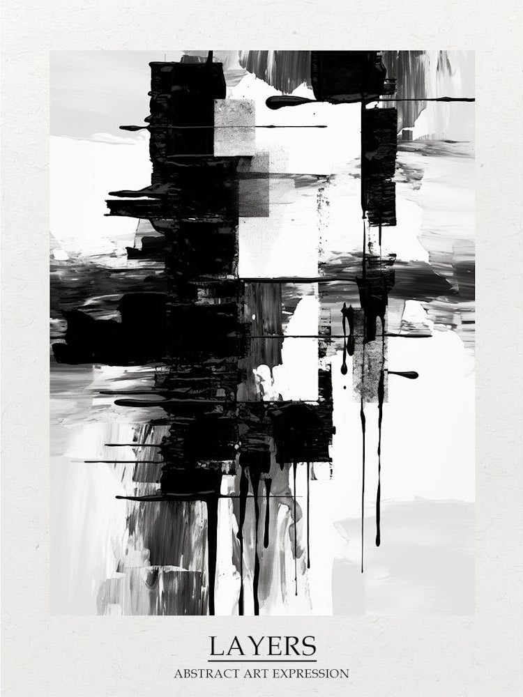 Layers Abstract Black And White 4 Poster