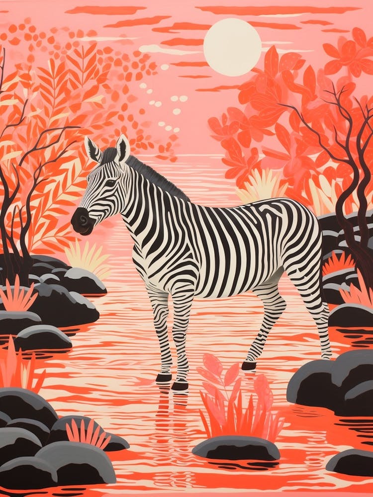 Zebra In The River 2