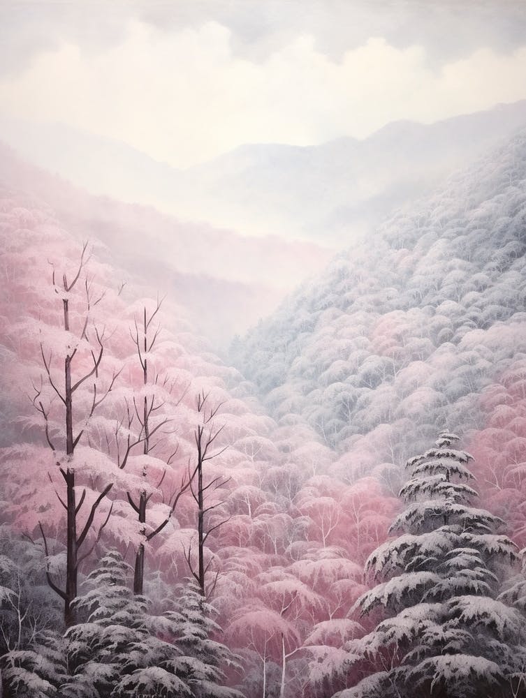 Dreamy Winter Painting Great Smoky Mountains Nationial Park United States 1