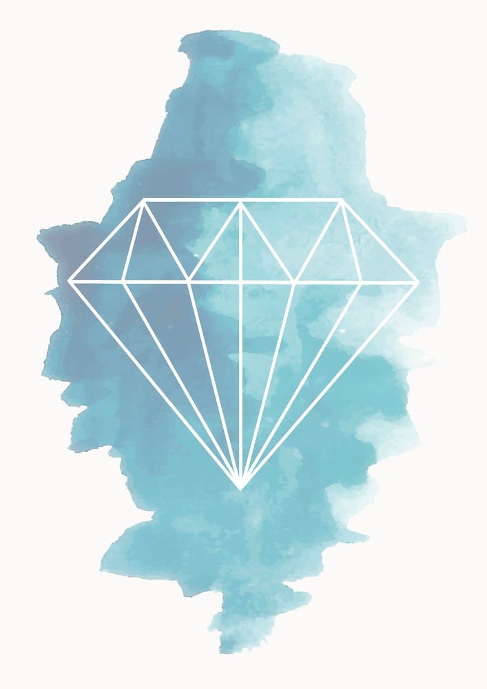 Watercolour Blue Diamond