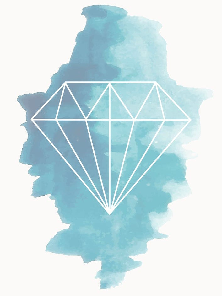 Watercolour Blue Diamond