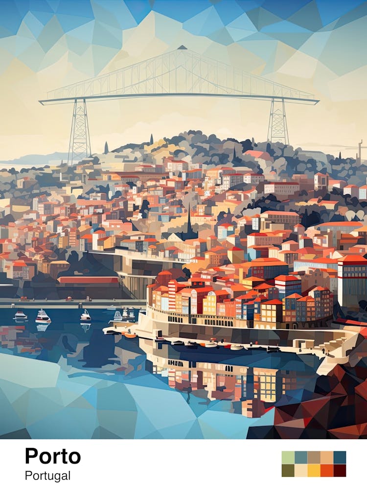 Porto, Portugal, Geometric Illustration 1 Poster