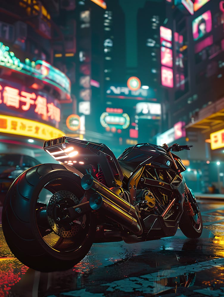 Motorcycle In A City 1