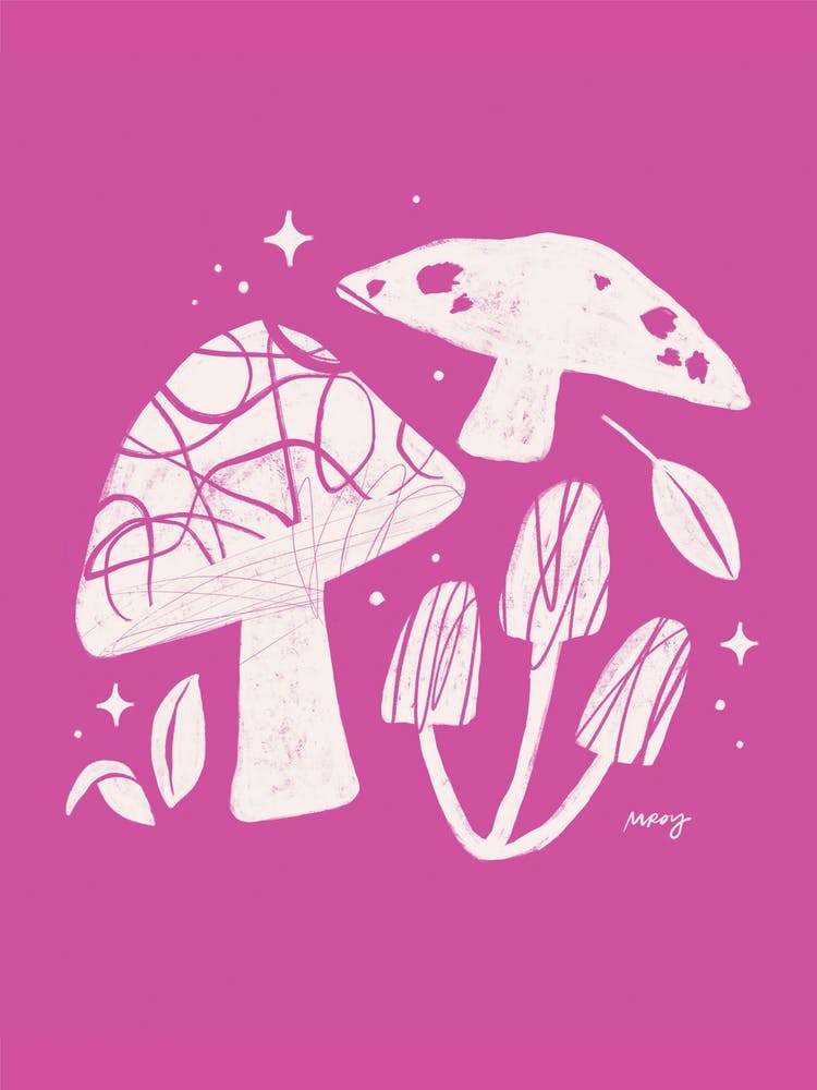 Abstract Mushrooms Pink   