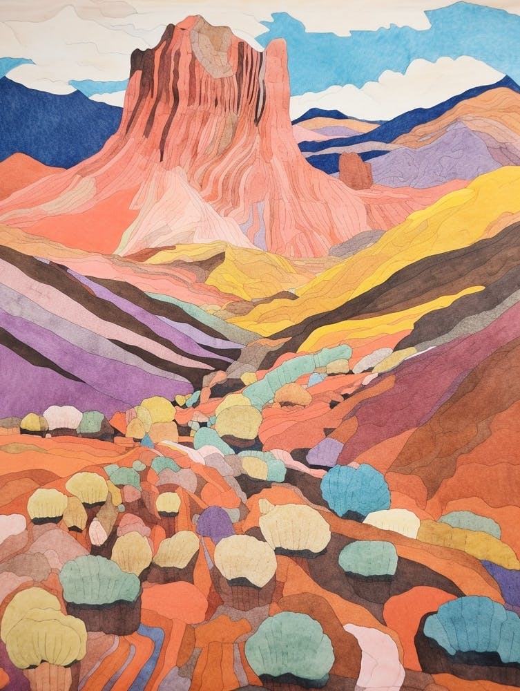 Mount Teide Spain 2 Colourful Mountain Illustration