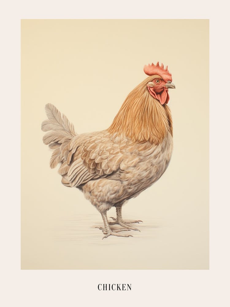 Vintage Bird Drawing Chicken 1 Poster