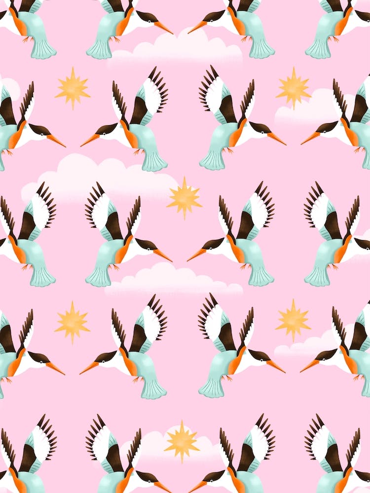 Pink And Blue Bird Poster