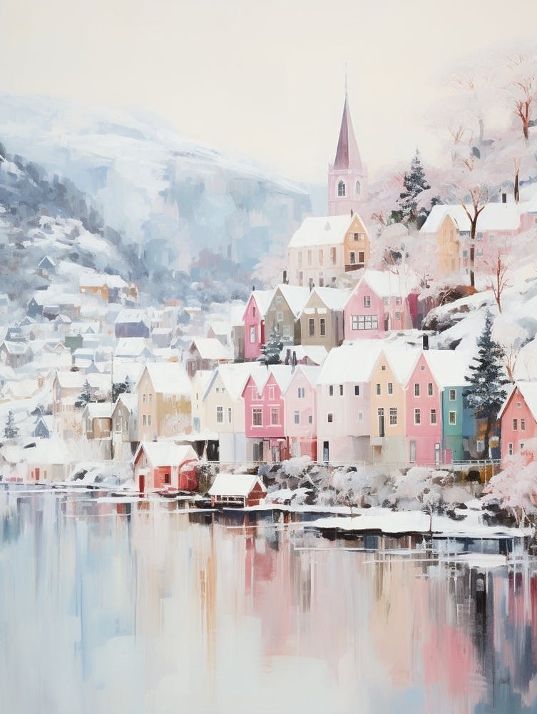 Verträumtes Wintergemälde Bergen Norwegen 1