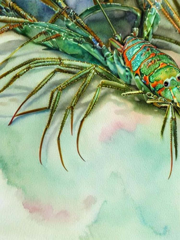 Spiny Lobster II Storybook Watercolour