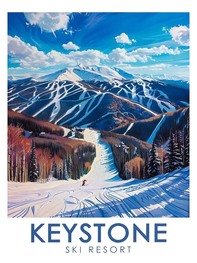Keystone Ski Resort Art Dercum Mountain Print Keystone Resort Art Keystone Ski Poster Colorado Ski Poster Keystone Ski Wall Art