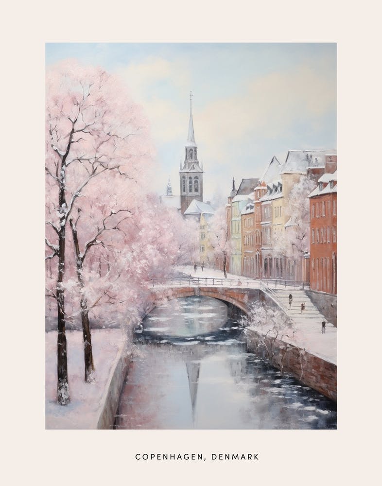 Dreamy Winter Painting Poster Copenhagen Denmark 1