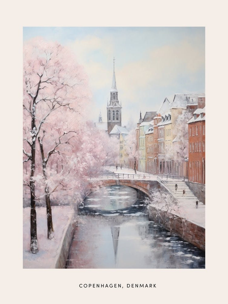 Dreamy Winter Painting Poster Copenhagen Denmark 1