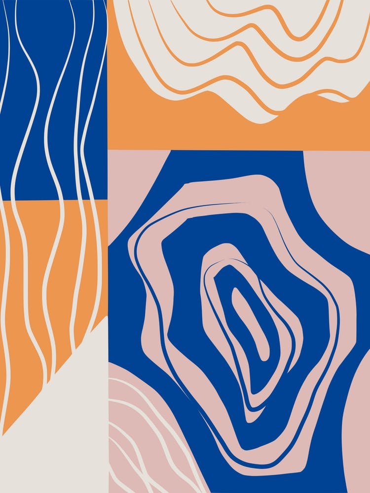 Abstract Collage In Blue And Orange