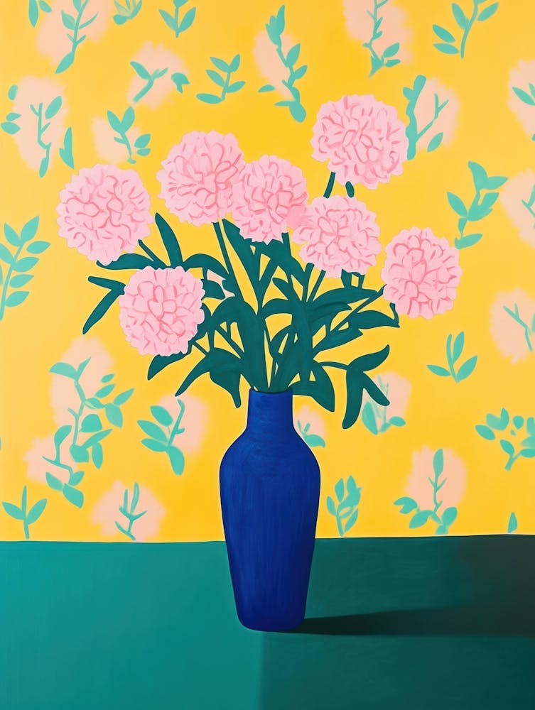 Œillets dans un Vase Bleu 2