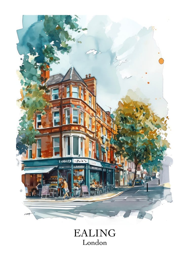 Ealing London Borough   Street Watercolour 4 Poster