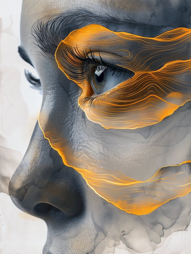 Abstract Of A Woman'S Face Extraordinary femininity woven with threads of gold 6