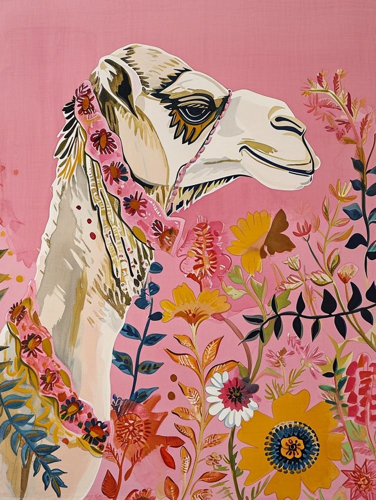 Florale Tiermalerei Kamel 2