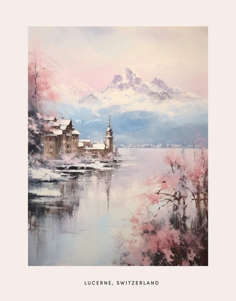 Verträumtes Wintergemälde Poster Luzern Schweiz 3
