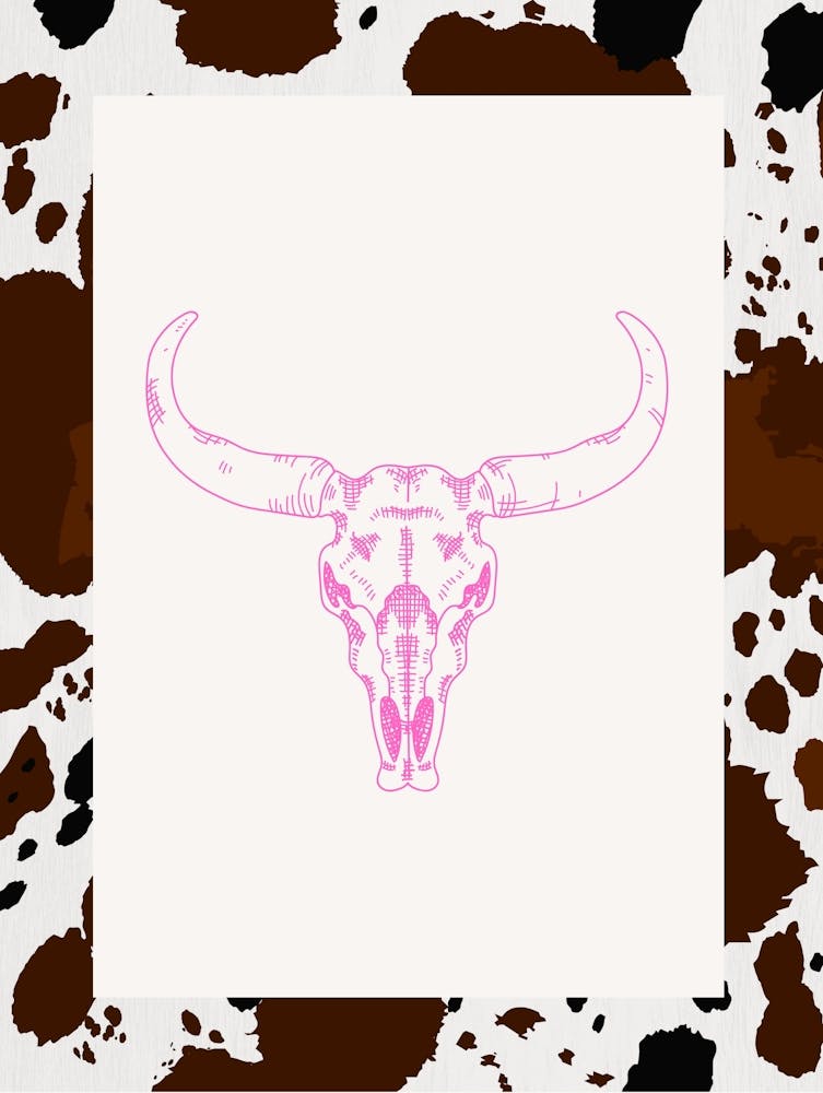 Hot Pink Skull Line Drawing