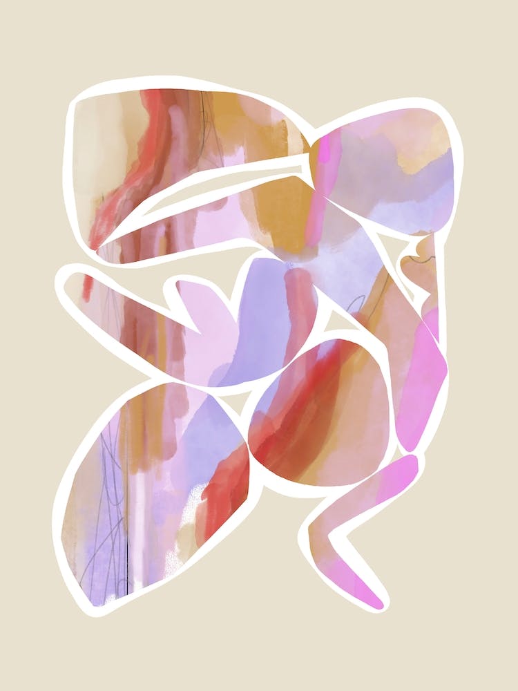 Abstract Botanical 2 Red Pink