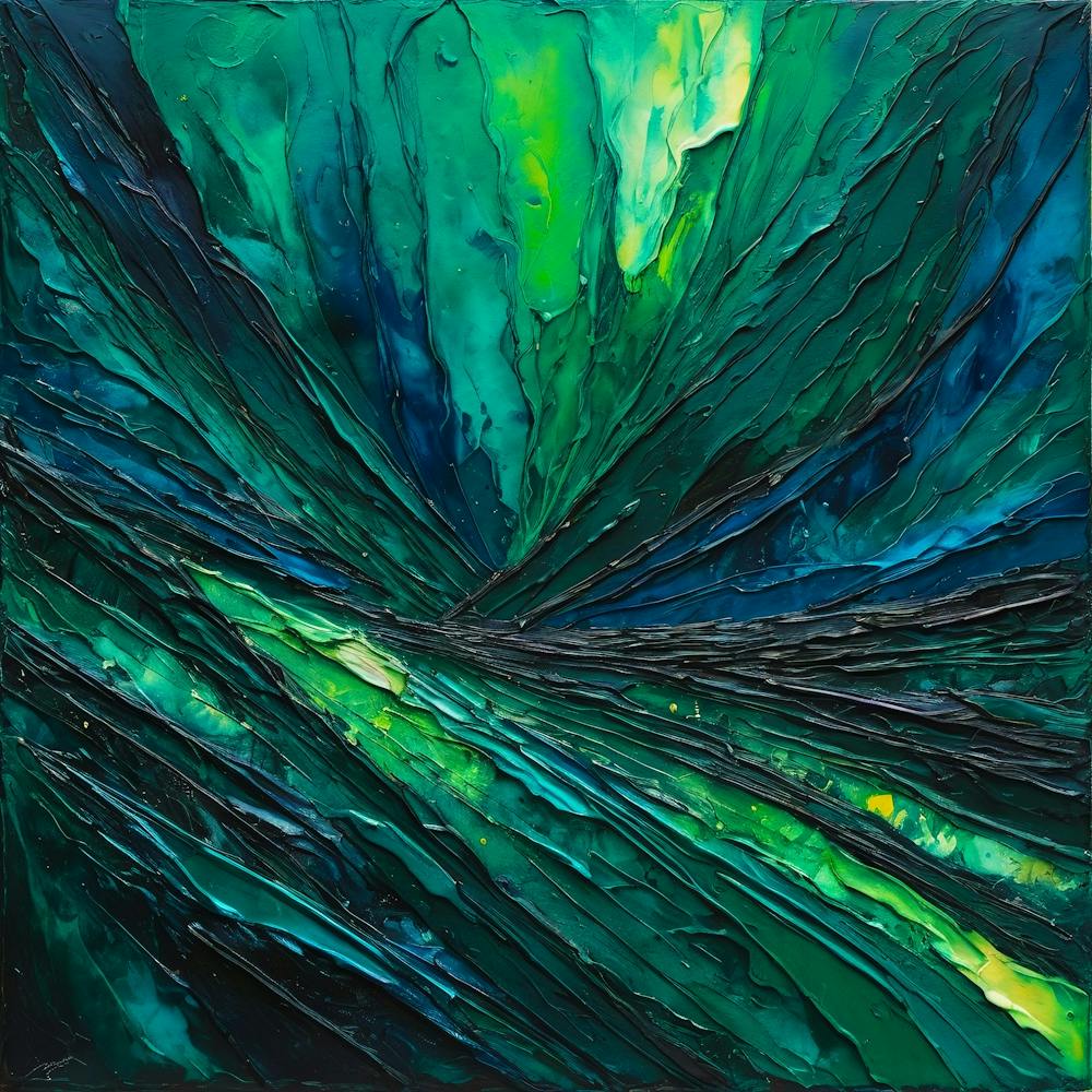 Abstract Painting Green and Blue Color 6