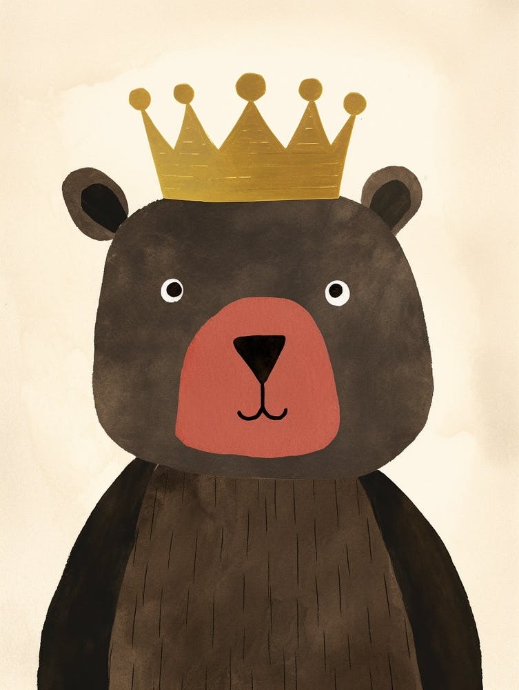 Little Brown Bear 2 Wearing A Crown