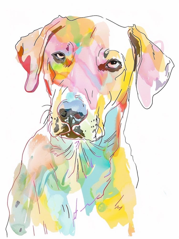 Rhodesian Ridgeback Pastel Line Watercolour Illustration 3