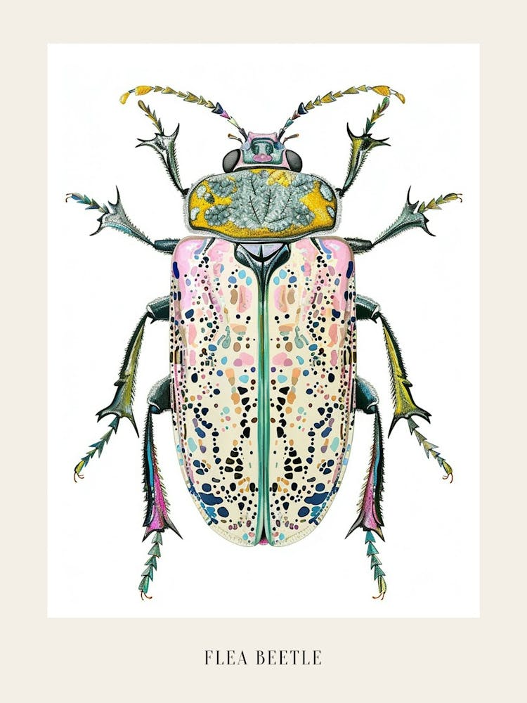 Colourful Insect Illustration Flea Beetle 20 Poster