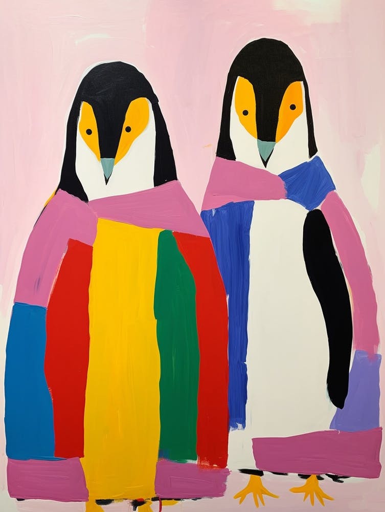 Colourful Kids Animal Art Emperor Penguin 2
