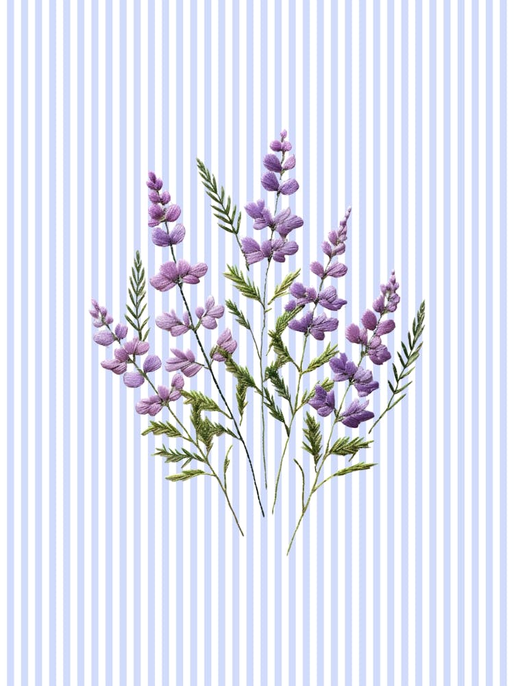 Embroidery Flowers Striped Poster