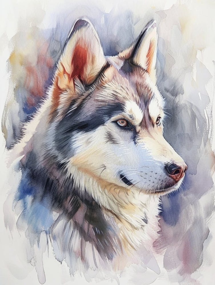 Siberian Husky Watercolor Painting 4